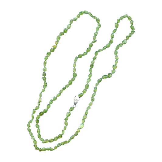 Peridot Extra Long Beaded Sterling Silver Necklace