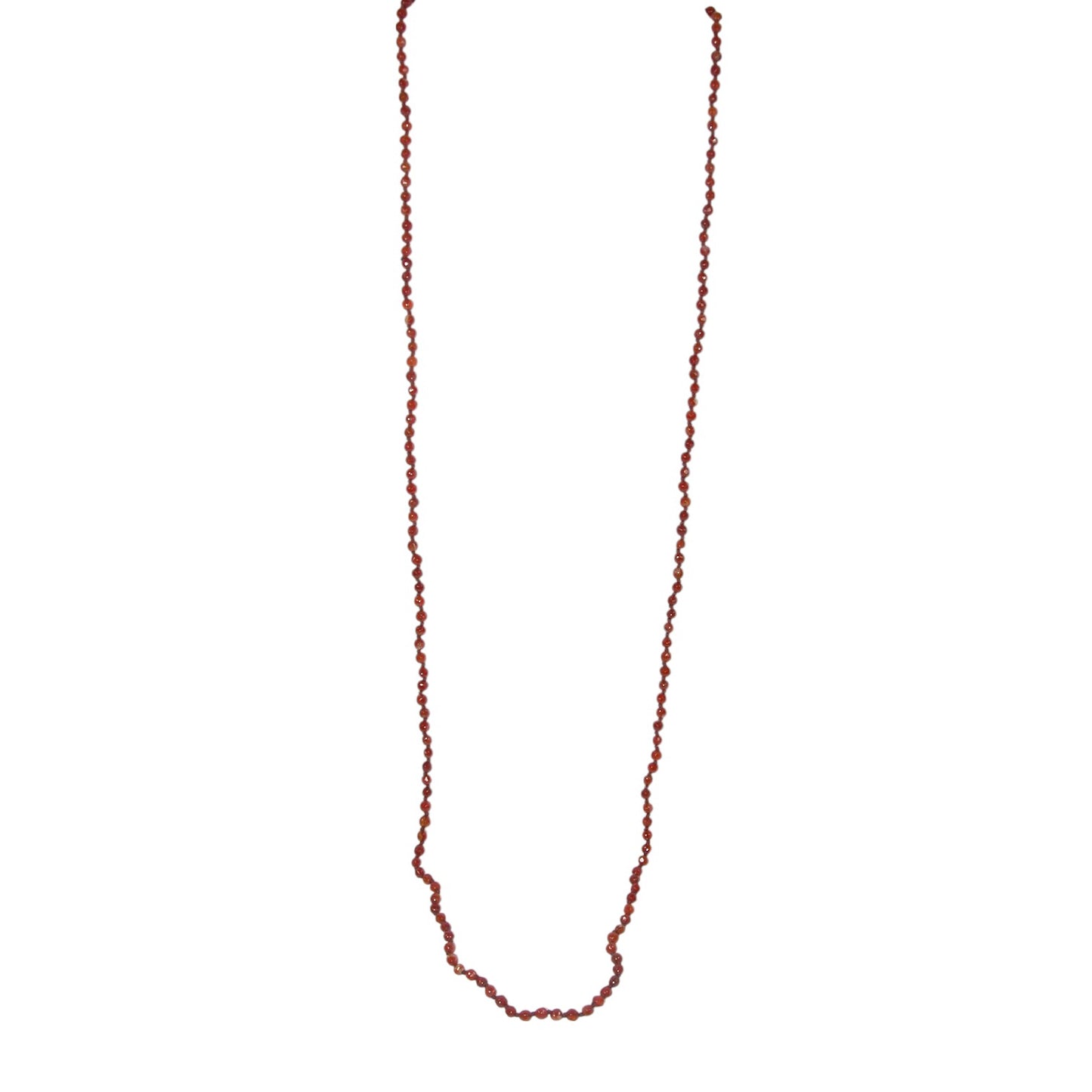 Carnelian Long Beaded Sterling Silver Necklace