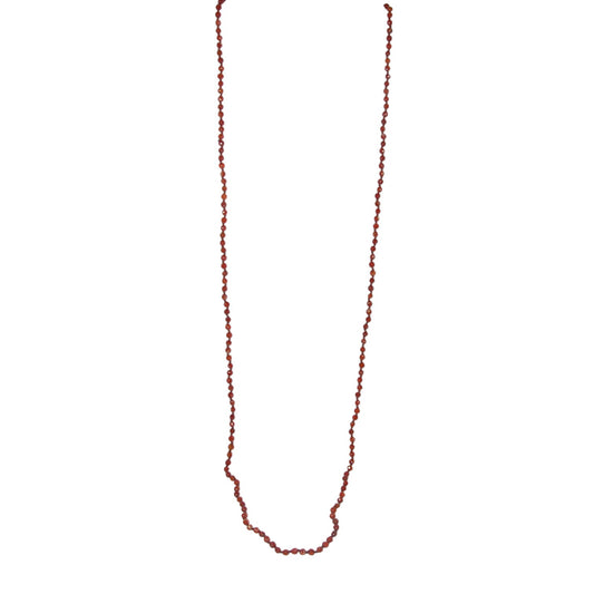 Carnelian Long Beaded Sterling Silver Necklace