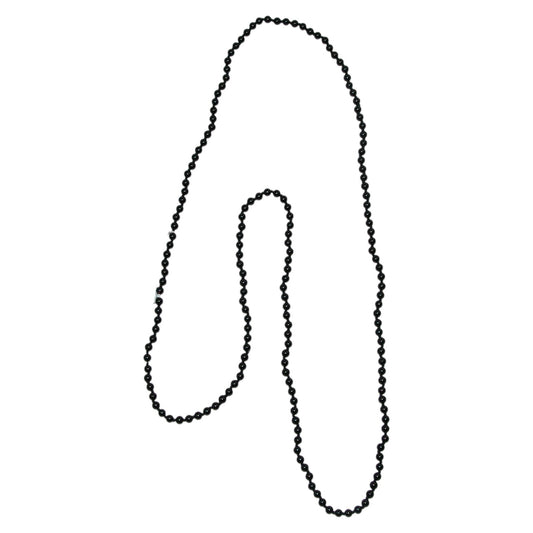 N5025E Black Onyx Extra Long Beaded Sterling Silver Necklace