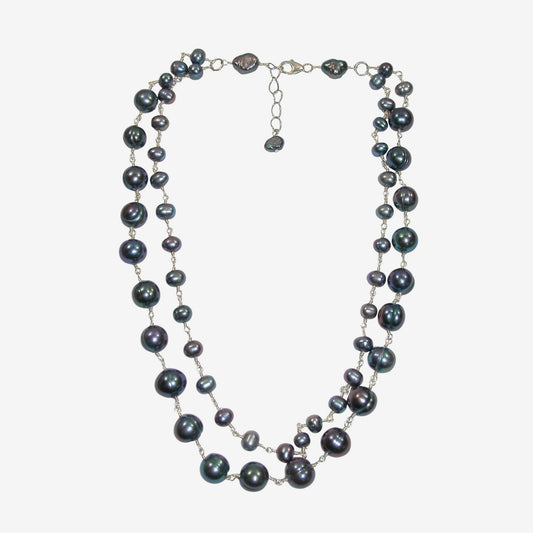 N5100 Jointed Peacock Freshwater Pearl 2 Strand Necklace