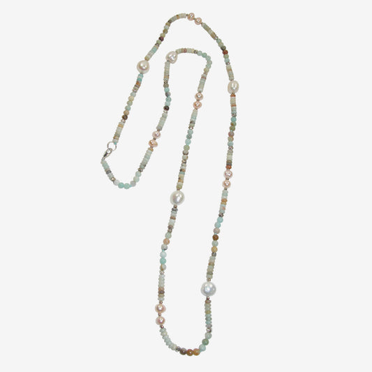 N5213A Amazonite, Mother of Pearl Necklace