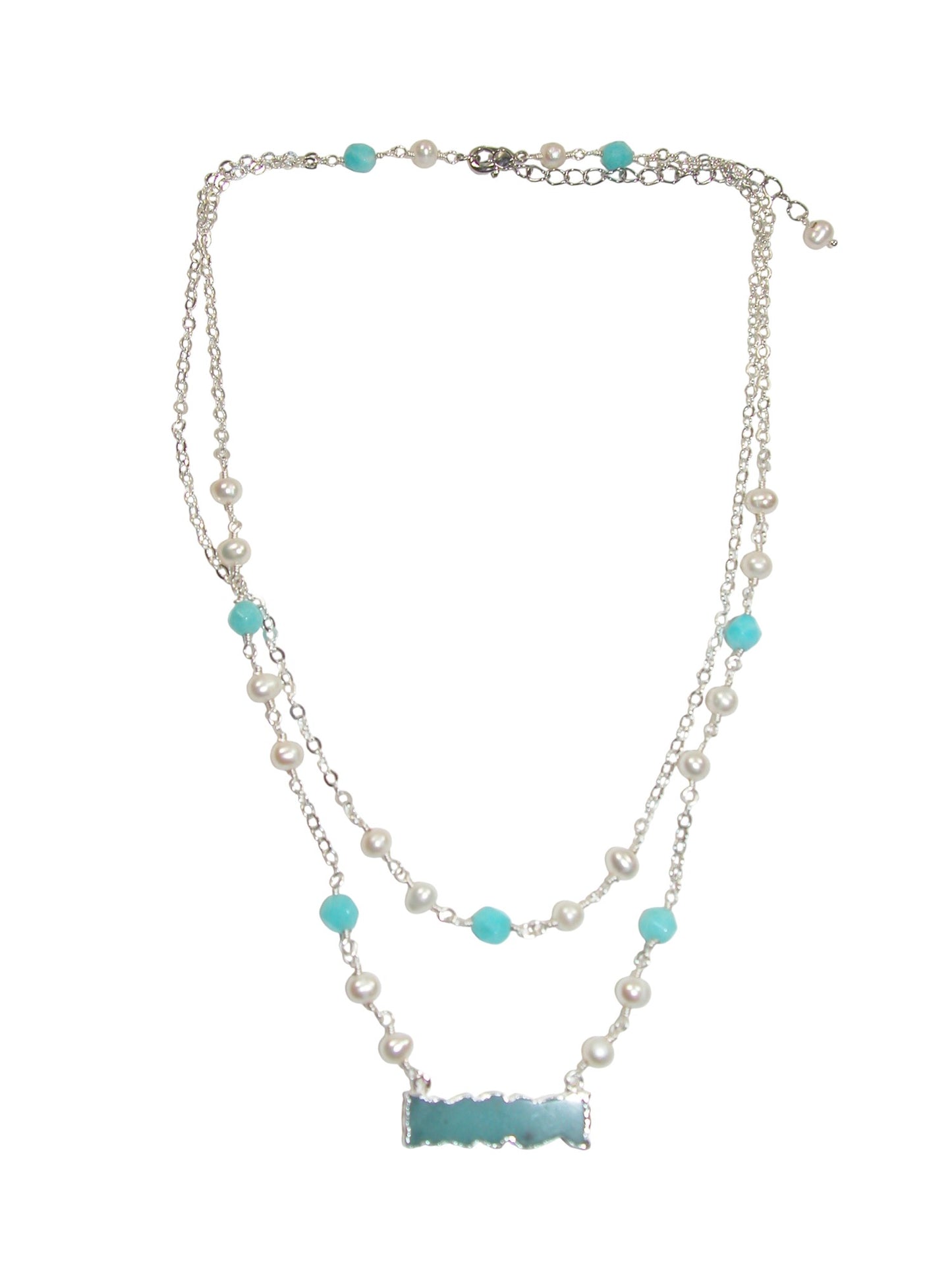 N5458 Amazonite Bar 2 Strand Necklace