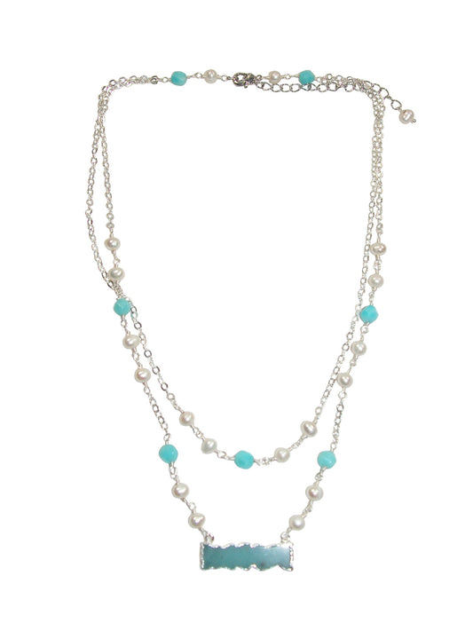 N5458 Amazonite Bar 2 Strand Necklace