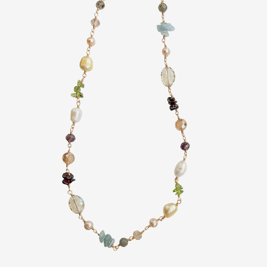 N5498 Freshwater Pearl, Mixed Stone Necklace