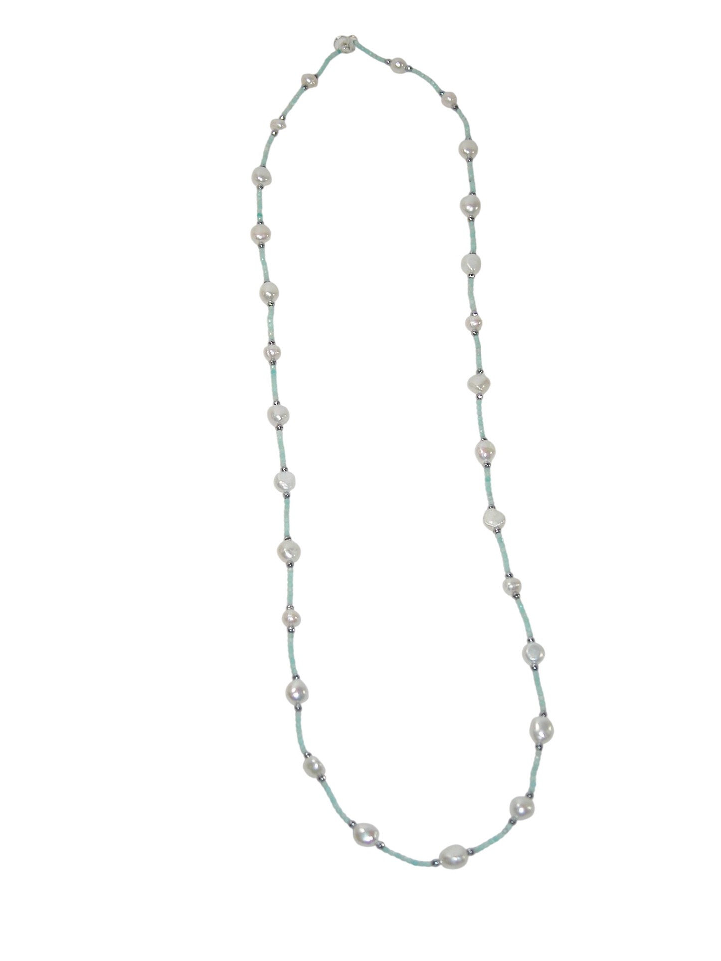 N5601 Amazonite Pearl Long Necklace