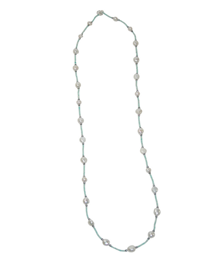 N5601 Amazonite Pearl Long Necklace