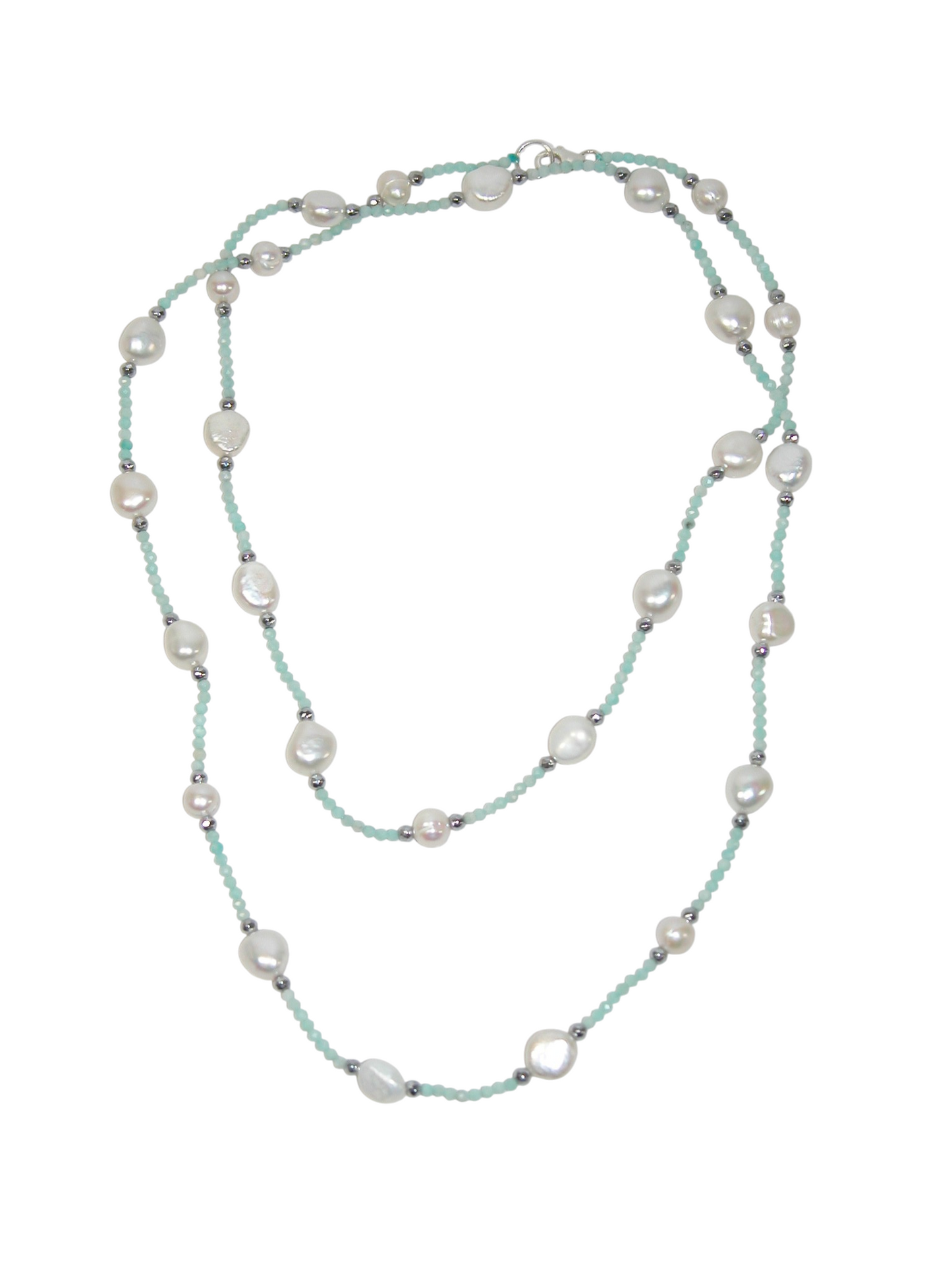 N5601 Amazonite Pearl Long Necklace
