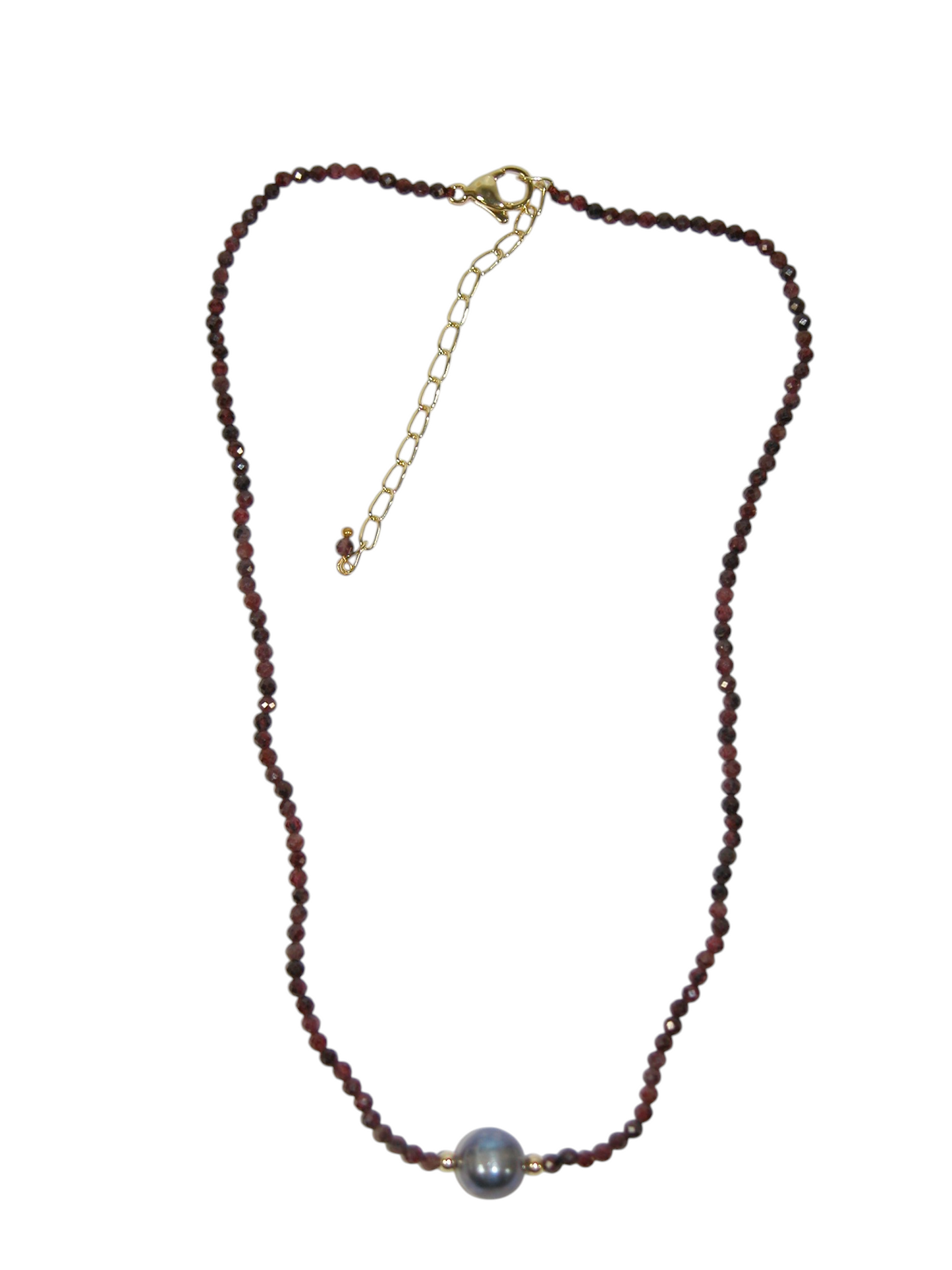N5602 Faceted Garnet Pearl Short Necklace