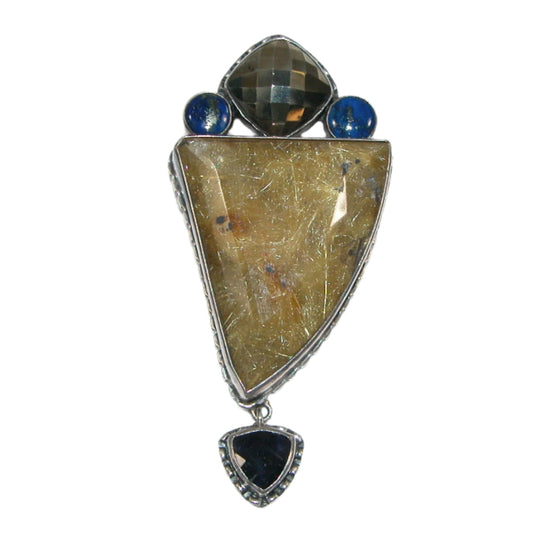 Quartz, Blue Lapis Sterling Silver Pin and Pendant