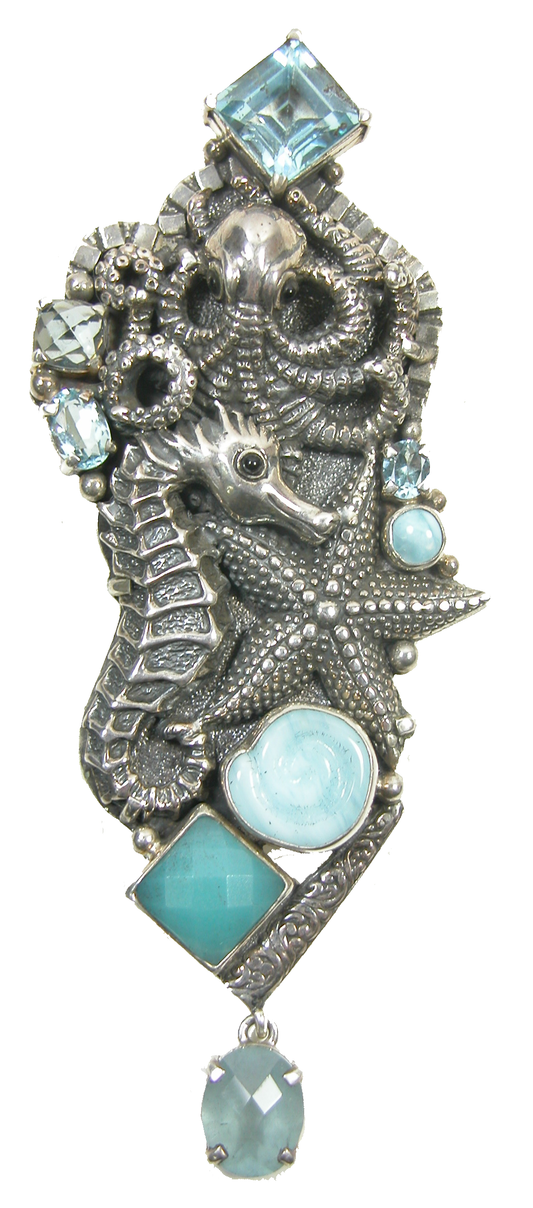 Aquamarine Sealife Pin and Pendant