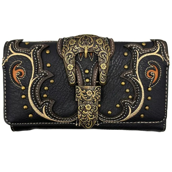 Western Style Crossbody Black with Buckle GF5106
