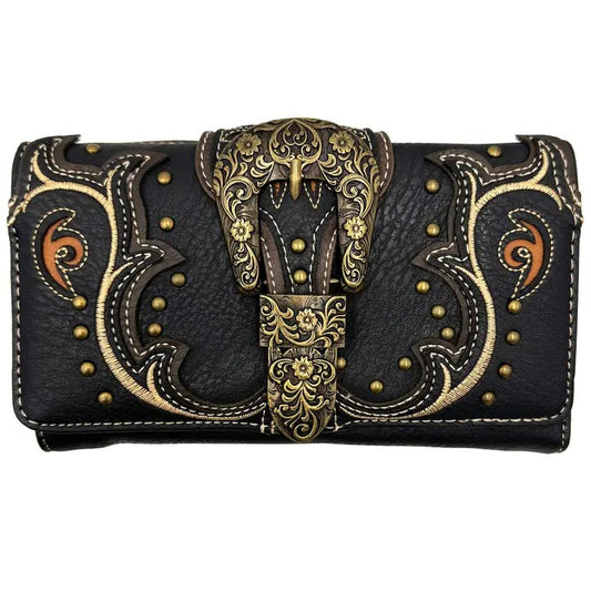 Western Style Crossbody Black with Buckle GF5106