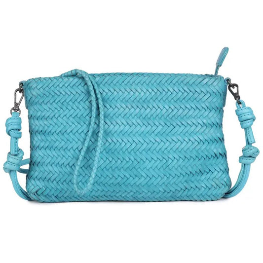 Handcrafted Leather Crossbody Wristlet GF5048 Turquoise