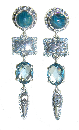 18523 Apatite Blue Quartz Sterling Silver Earrings