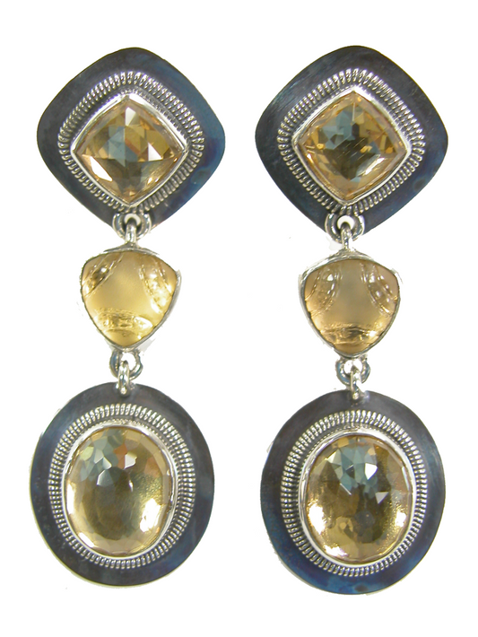 (SENT IN PICK BOX 5/30/25) Gold Foil Under Quartz and Sterling Silver Earring