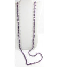 60 Inch Knotted Amethyst Beaded Infinity Necklace