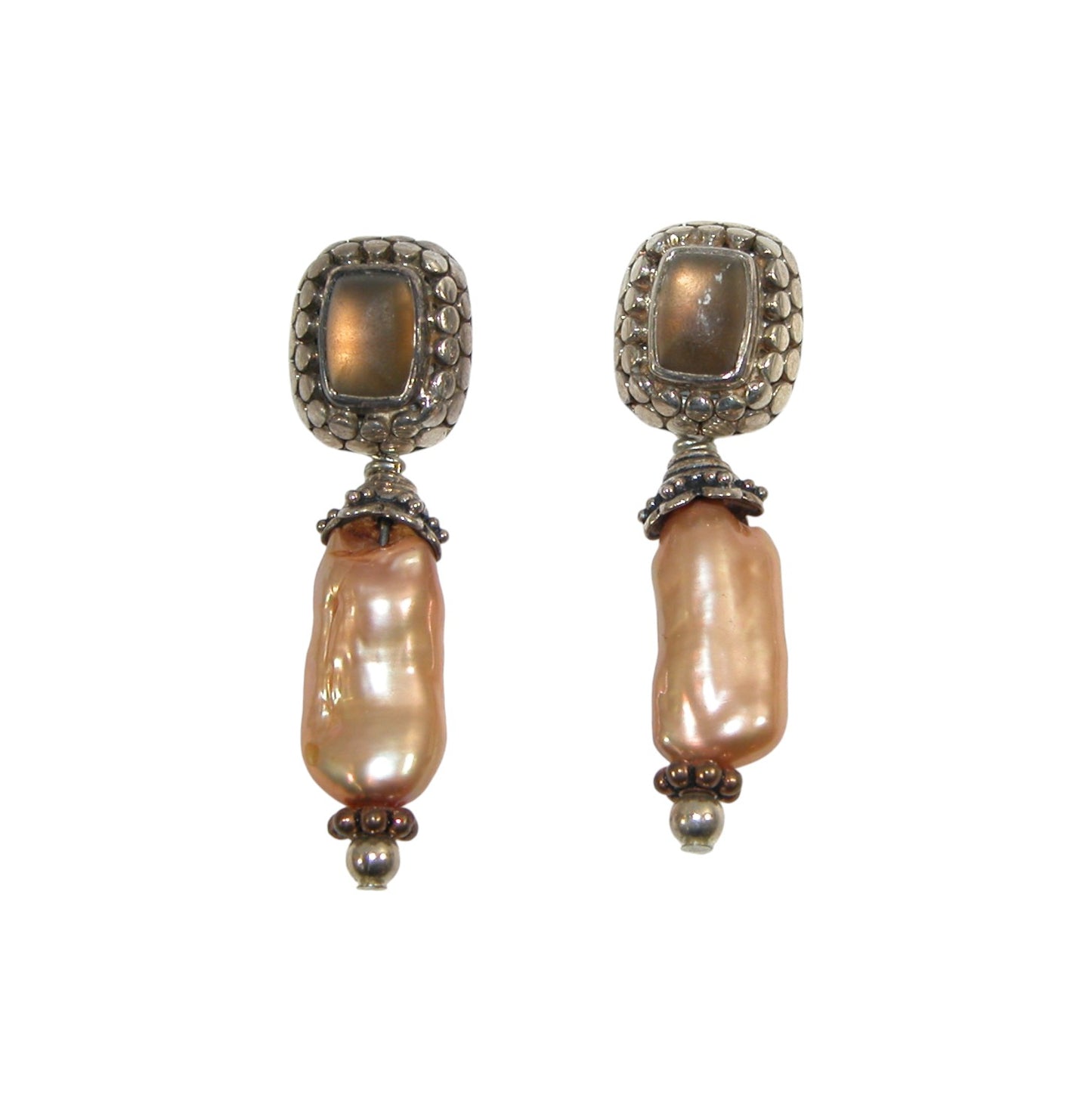 AZ7978 Freshwater Pearl, Quartz Sterling Silver Earrings