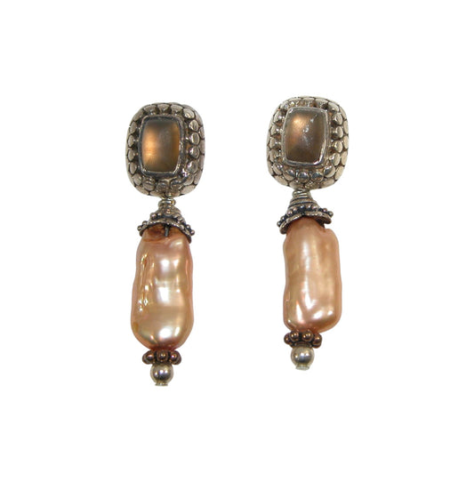AZ7978 Freshwater Pearl, Quartz Sterling Silver Earrings