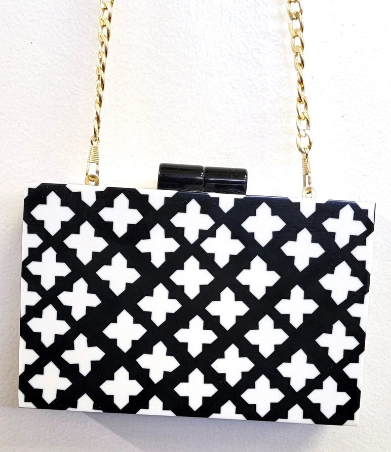 Black and White Lacquer Purse Clutch GF5161