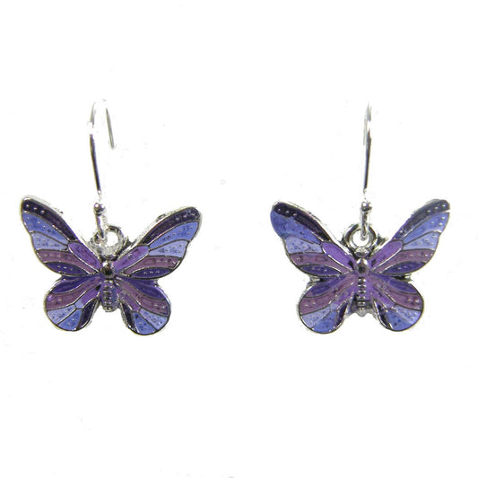Purple Enamel Butterfly Earring
