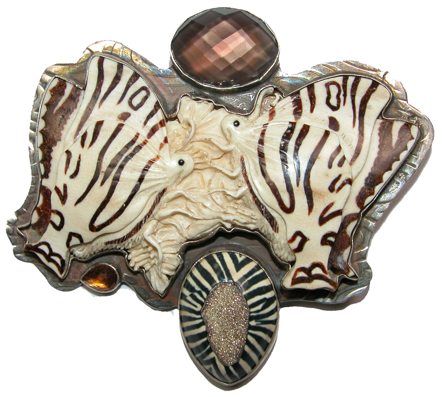 8736 Carved Butterfly Sterling Silver Pin and Pendant