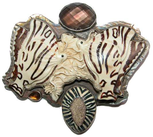 8736 Carved Butterfly Sterling Silver Pin and Pendant