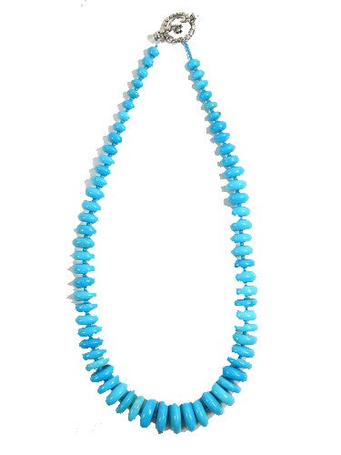 Blue Howlite Beaded Sterling Silver Toggle Clasp Necklace