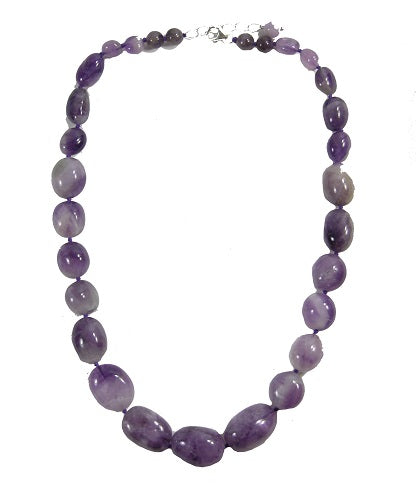 Smooth Amethyst Bead Sterling Silver Necklace