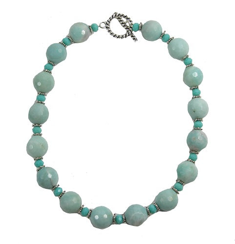 Faceted Amazonite Crystal Toggle Clasp Necklace