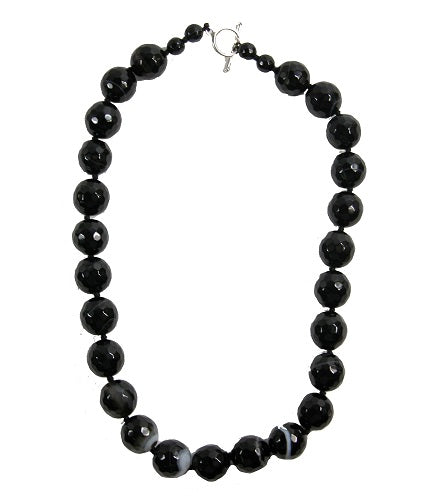 Faceted Banded Agate Toggle Clasp Necklace