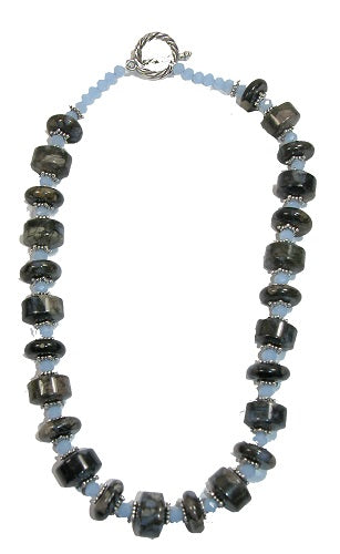 Jasper Blue Crystal Bead Necklace