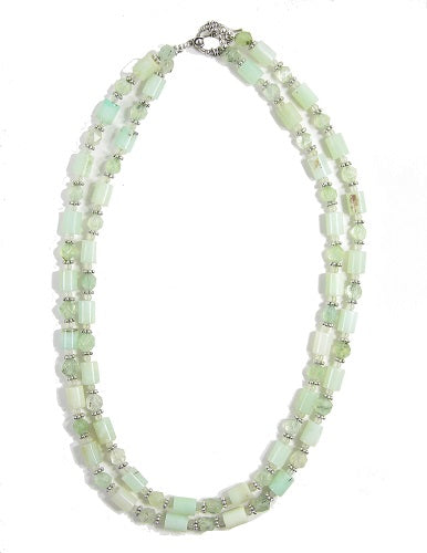 Opal Faceted Prehnite Toggle Clasp Necklace