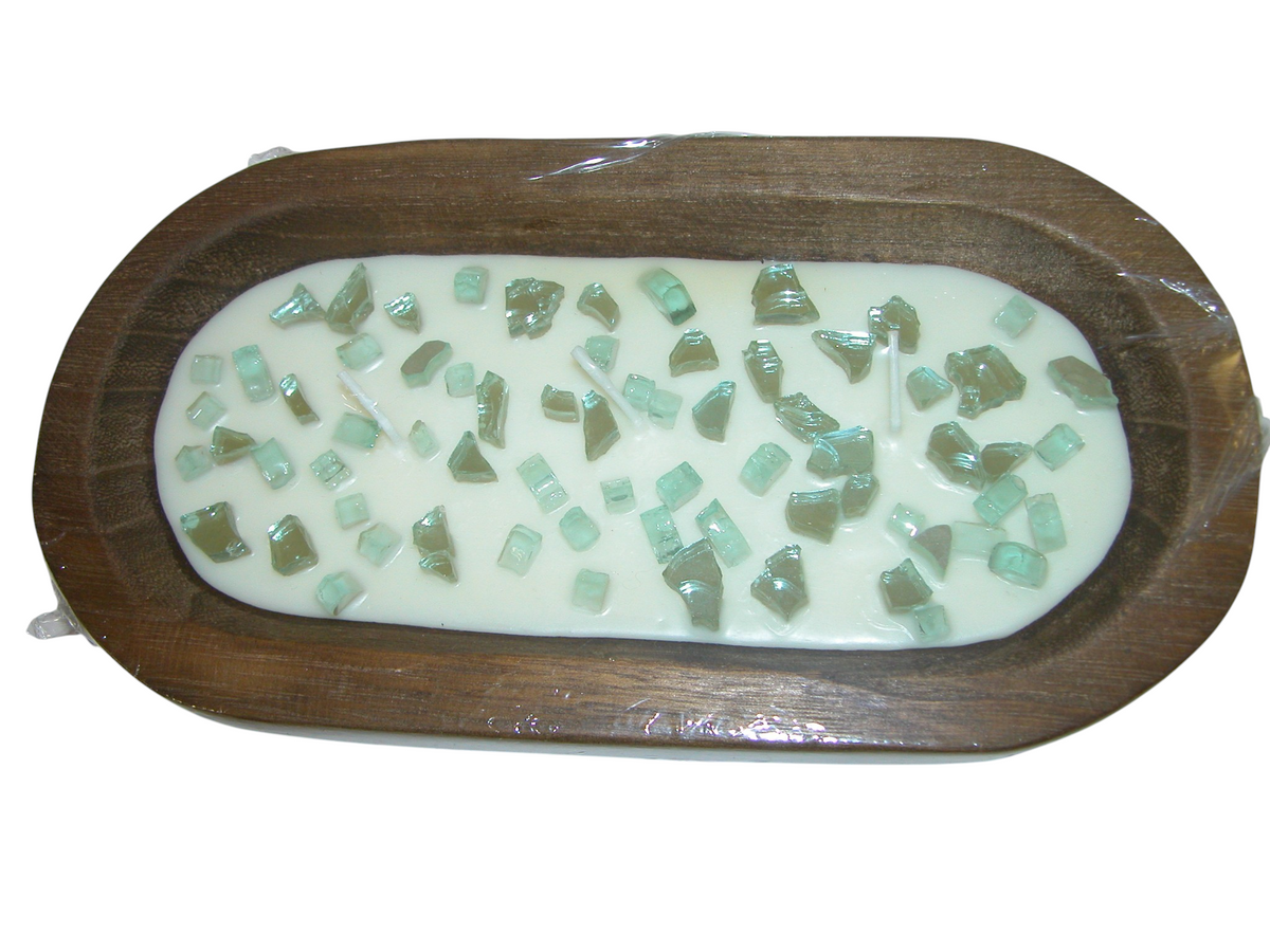 Green Tempered Glass Large Candle GF5453