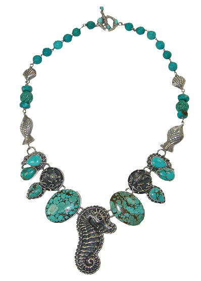 Turquoise Seahorse Statement Necklace