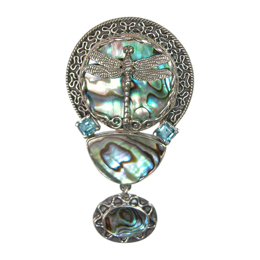 Abalone Blue Topaz Sterling Silver Pendant