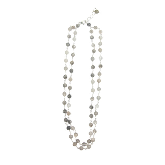 3001X 2 Strand Tourmalated Quartz Sterling Silver Beaded Necklace