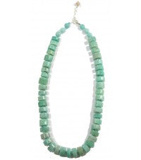 Smooth Amazonite Bead Knotted Sterling Silver Necklace