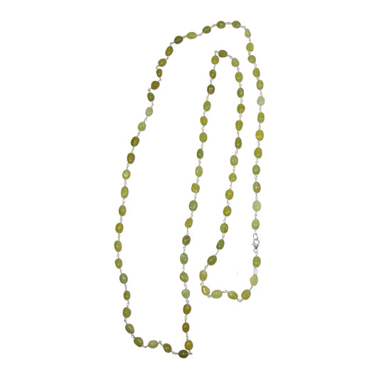 Serpentine Jasper Beaded Sterling Silver Necklace