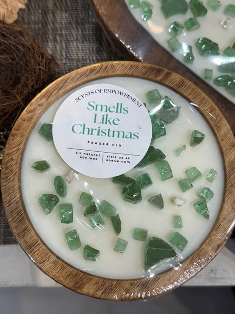 Wooden Bowl Candle Brown GF3920 Smells Like Christmas