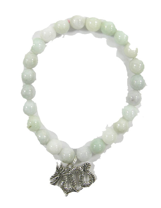 Aquamarine Beads Dragon Charm Stretch Bracelet