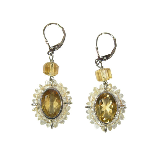 Citrine Lever Back Oval Earring
