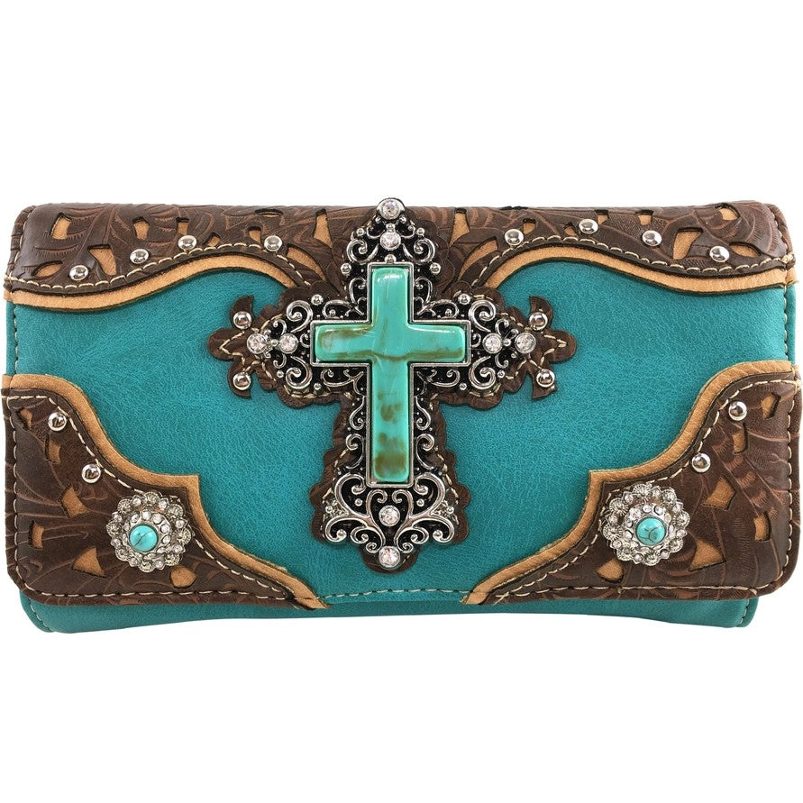 Western Style Crossbody Turquoise with Faux Turquoise GF5105