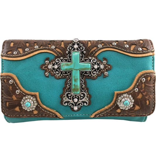 Western Style Crossbody Turquoise with Faux Turquoise GF5105