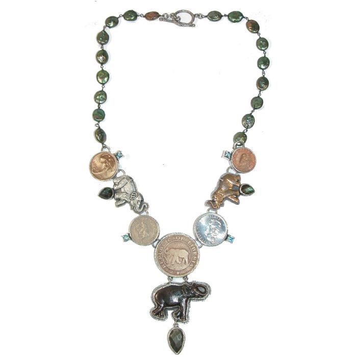 Blue topaz elephant necklace hotsell